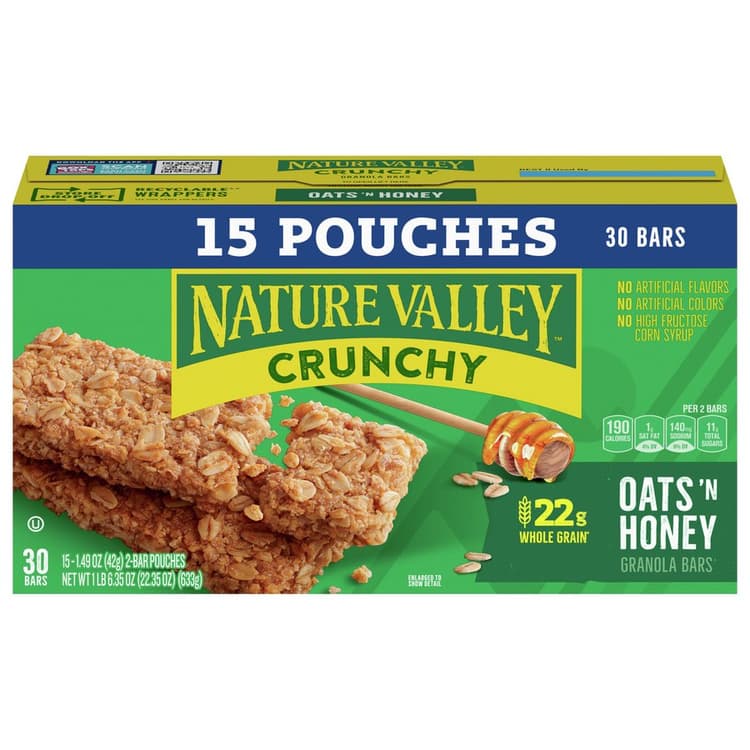 Nature Valley Granola Bars, Crunchy, Oats N' Honey, Family