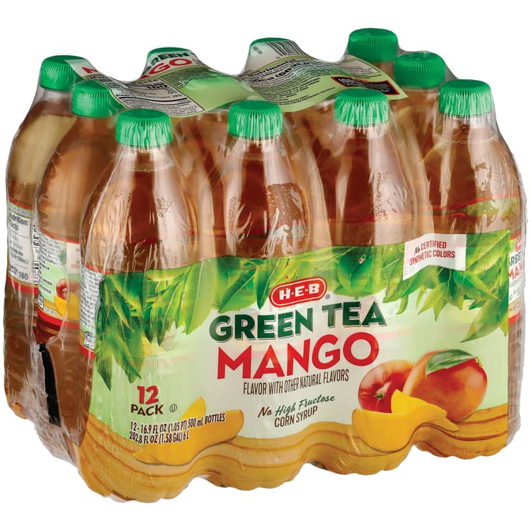 H-E-B Mango Green Tea Bottles