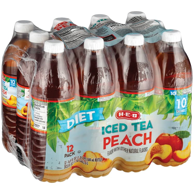 H-E-B Diet Peach Iced Tea Bottles
