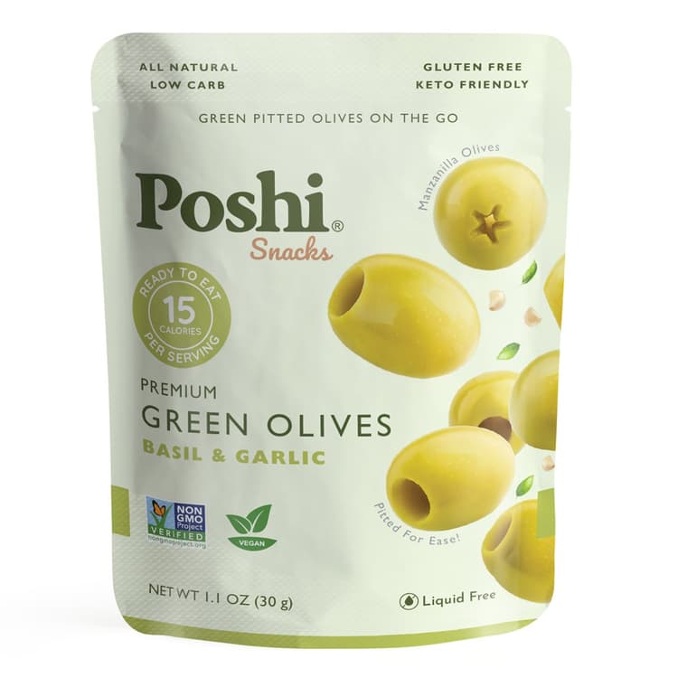 Oloves Gluten Free And Vegan Basil &#38; Garlic Pitted Green Olives