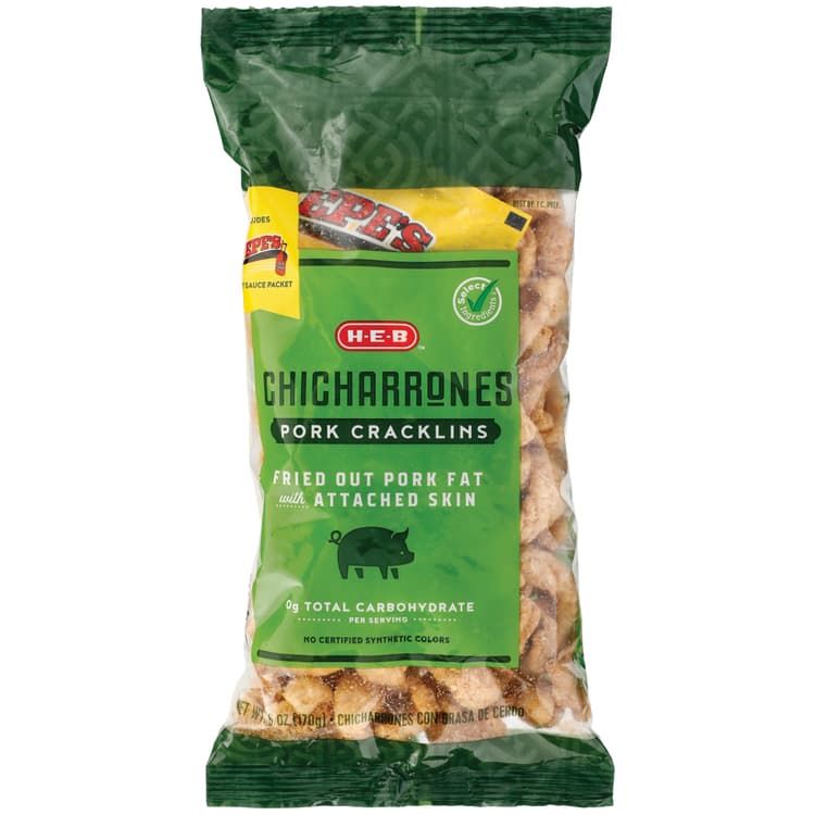 H‑E‑B Chicharrones Pork Cracklins With Hot Sauce