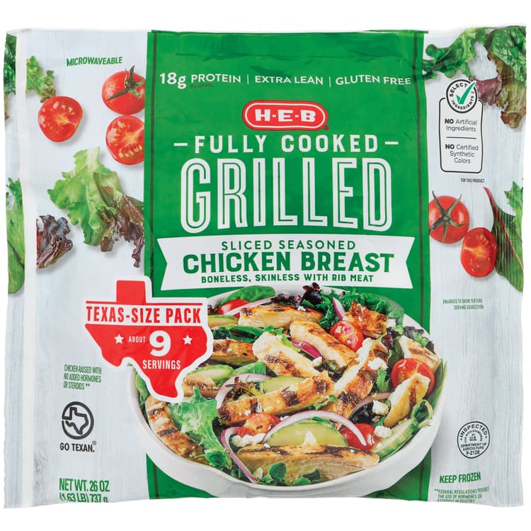 H-E-B Fully Cooked  Sliced & Seasoned Grilled Chicken Breast - Texas-Size