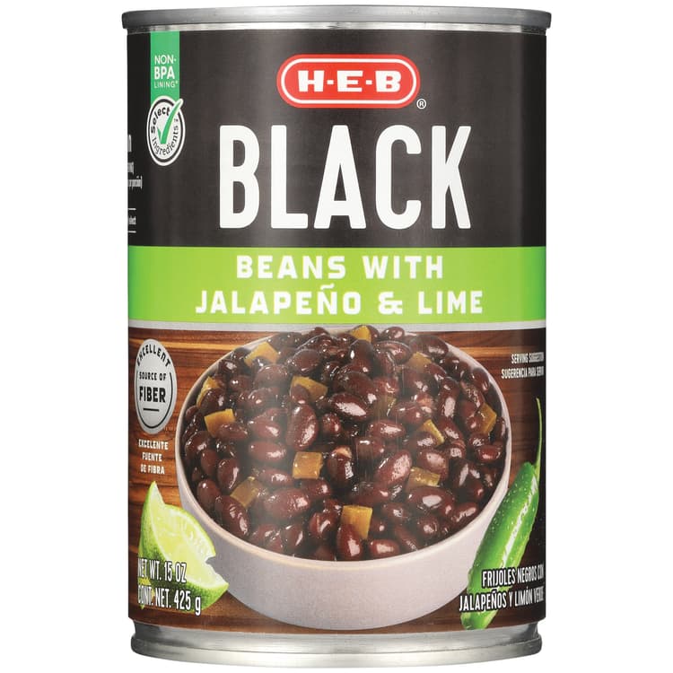 H-E-B Black Beans With Lime & Jalapenos