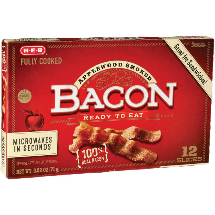 H-E-B Fully Cooked Applewood Smoked Bacon