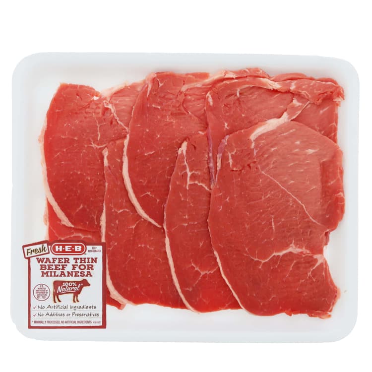 H-E-B Beef Round Tip Steak For Milanesa Wafer Thin Value Pack, Usda Select