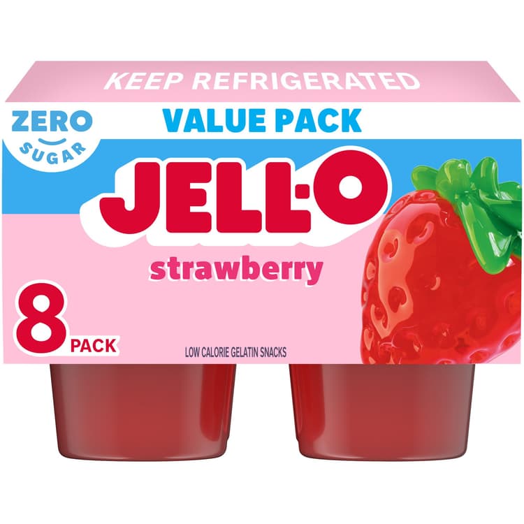 Jell-O Zero Sugar Strawberry Gelatin Snacks Value