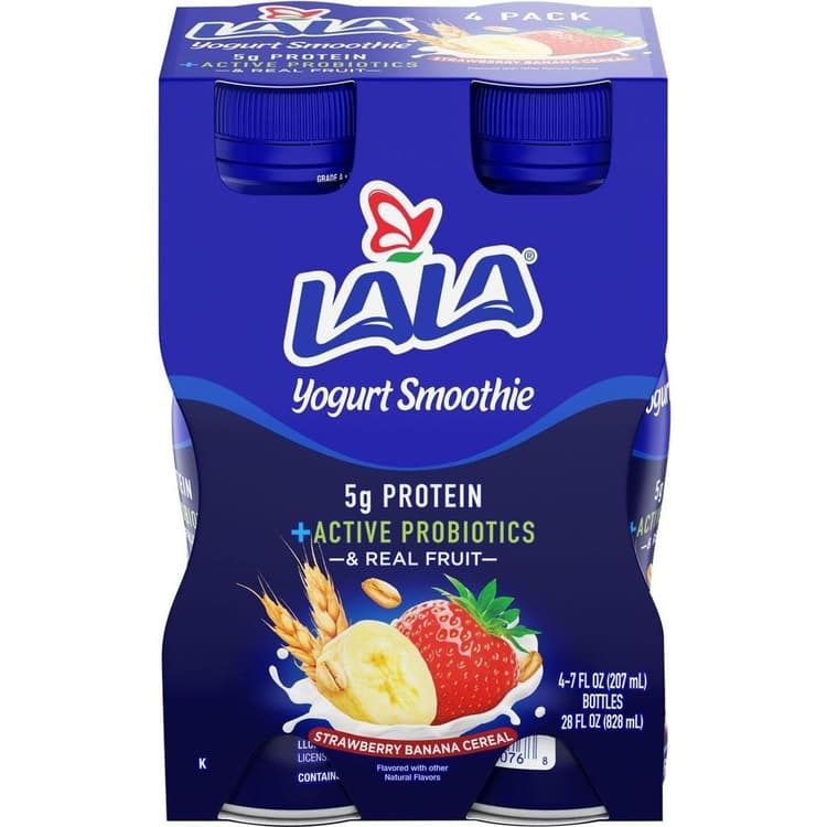 Lala Strawberry Banana Cereal Yogurt Smoothie Bottles