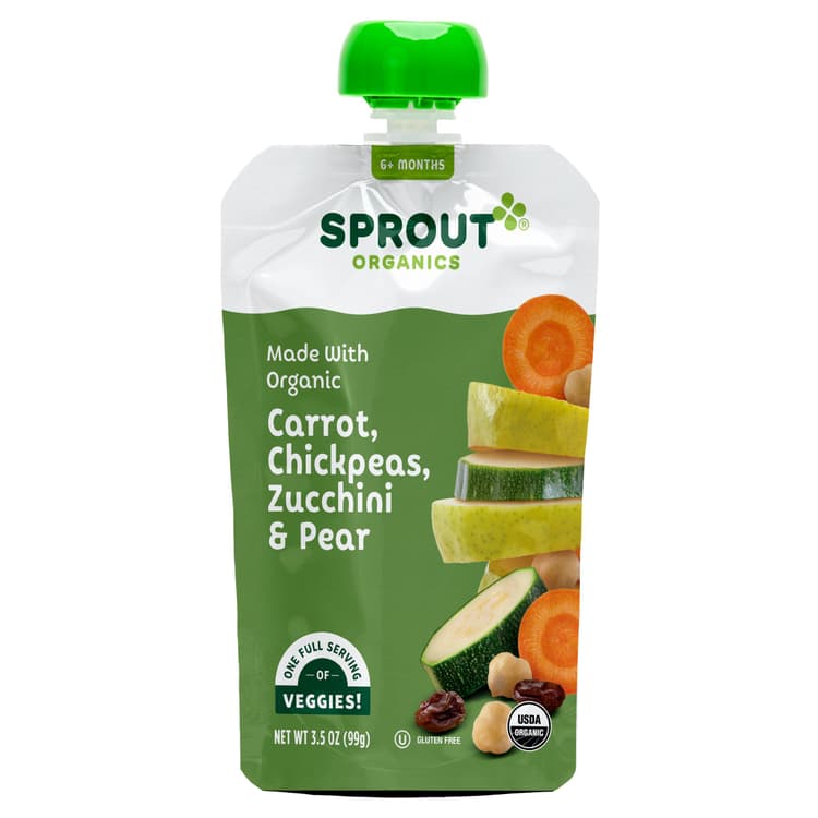 Sprout Stage 2 Baby Food Carrot Chickpeas Zucchini Pear Organic