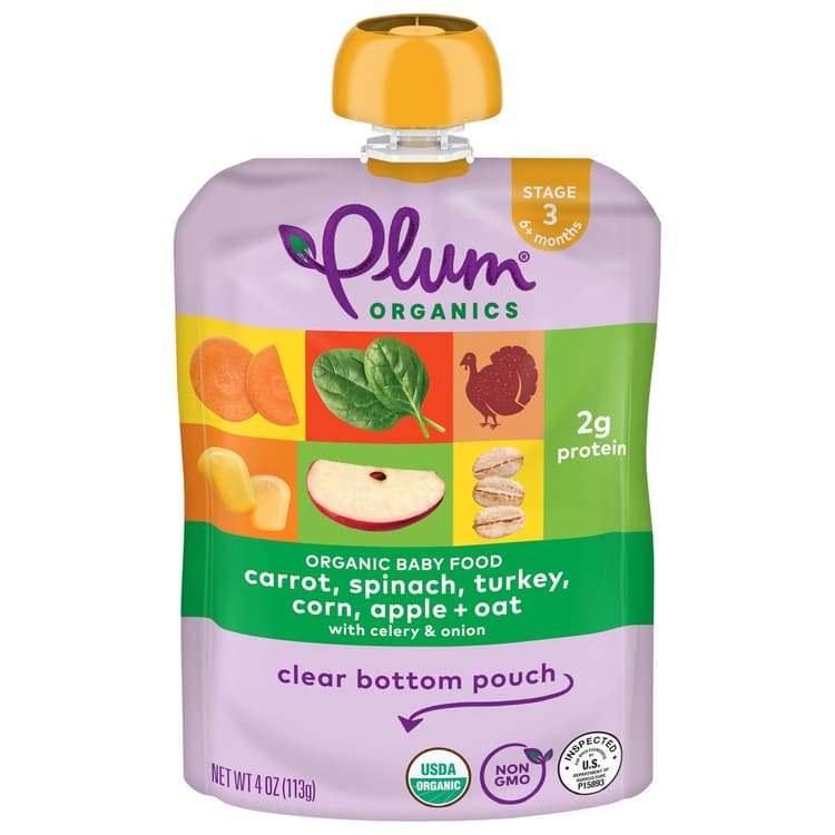 Plum Organics Baby Food Pouch - Carrot Spinach Turkey Corn Apple & Potato