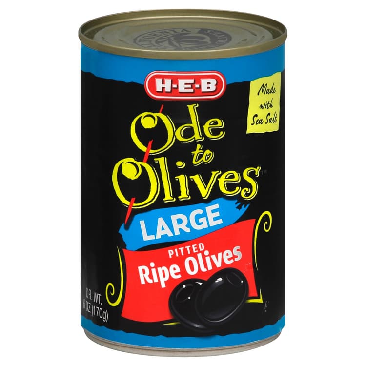 H-E-B Ode To Olives Large Ripe Pitted Black Olives