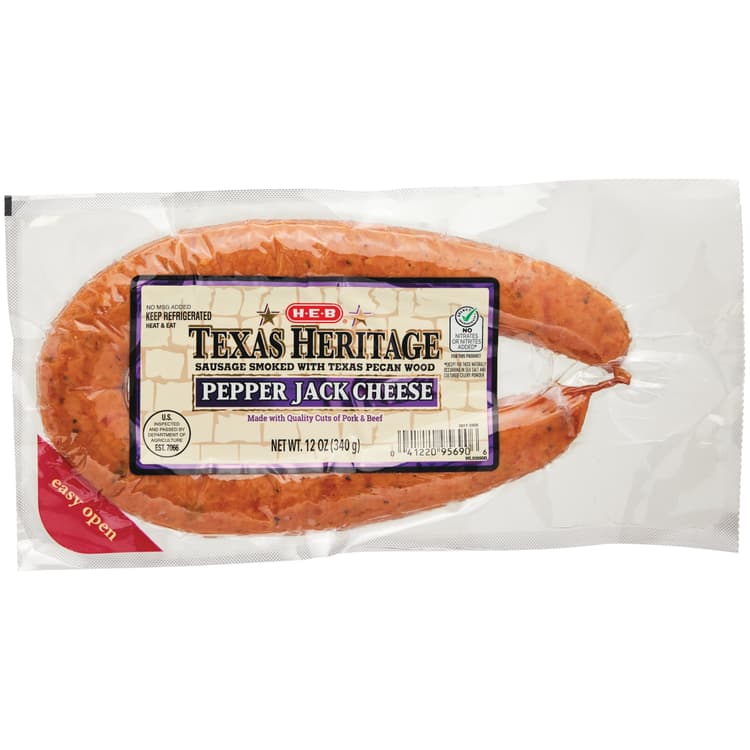H-E-B Texas Heritage Pecan Smoked Sausage - Pepper Jack Cheese