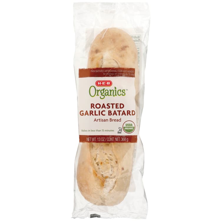 H-E-B Organics Roasted Garlic Batard Bread