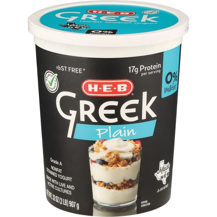 H-E-B Non-Fat Plain Greek Yogurt