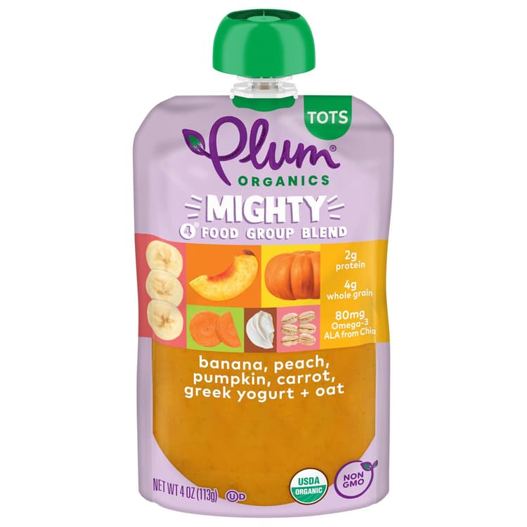 Plum Organics Mighty 4 Pouch - Banana Peach Pumpkin Carrot Greek Yogurt & Oat