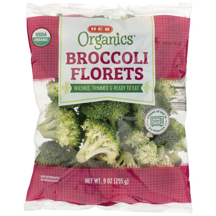 H-E-B Organics Fresh Steamable Broccoli Florets