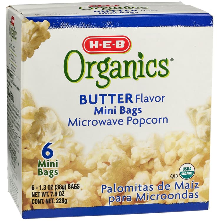 H-E-B Organics Butter Flavor Microwave Popcorn Mini Bags
