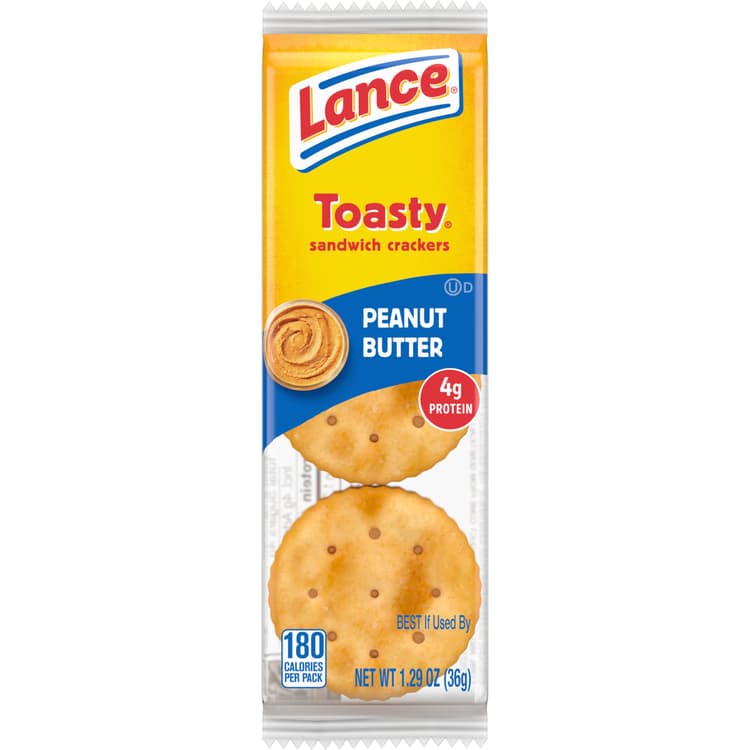 Lance Sandwich Crackers Toasty Peanut Butter, Individual Snack Pack 6 Sandwiches