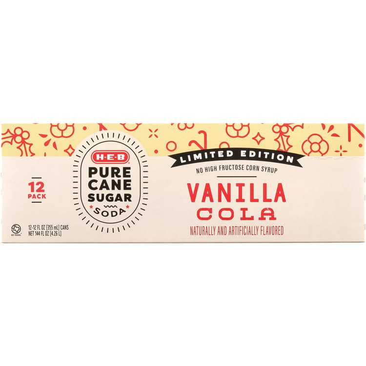 H-E-B Vanilla Cola Cans - Pure Cane Sugar