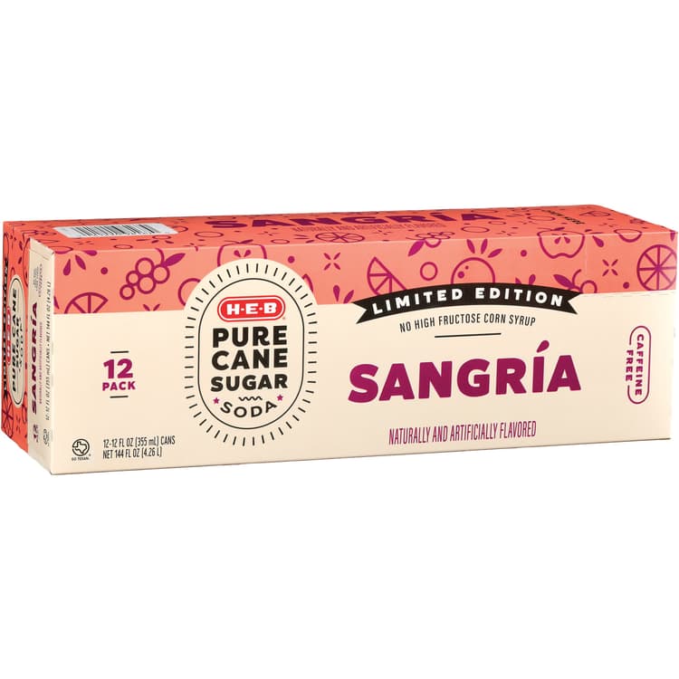 H-E-B Pure Cane Sugar Sangria Soda