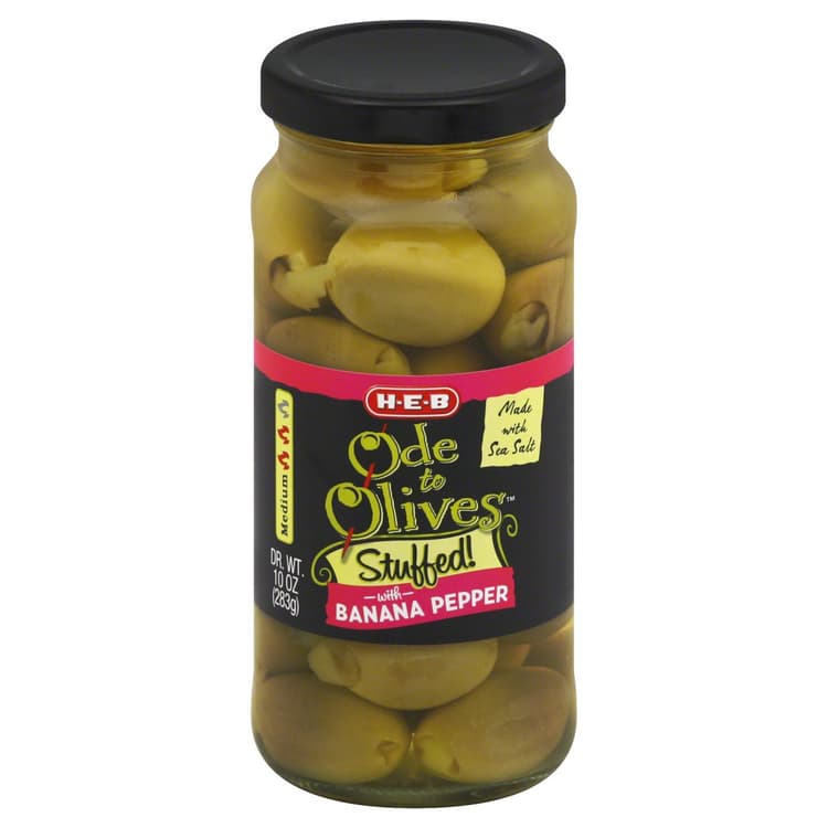 H-E-B Ode To Olives Stuffed Green Olives - Banana Pepper