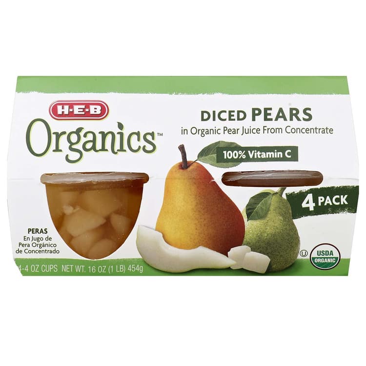 H-E-B Organics Diced Pear Bowls