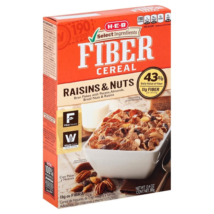 H-E-B Raisins & Nuts Fiber Cereal