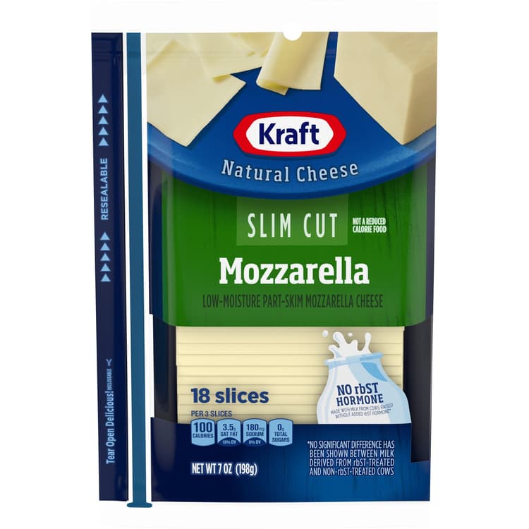 Kraft Mozzarella Sliced Cheese, Slim Cut
