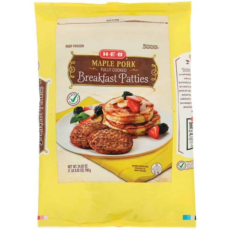 H-E-B Fully Cooked  Maple Pork Breakfast Sausage Patties