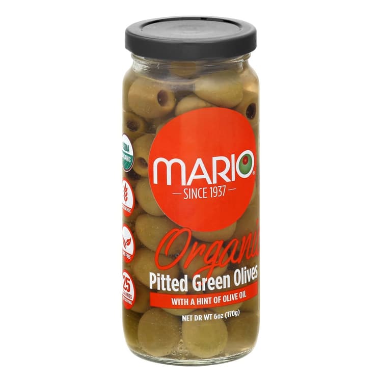 Mario Organic Pitted Green Olives With Olive Oil