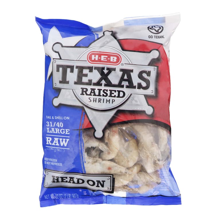 H-E-B Texas Raised Head-On Tail-On Large Raw  Shrimp