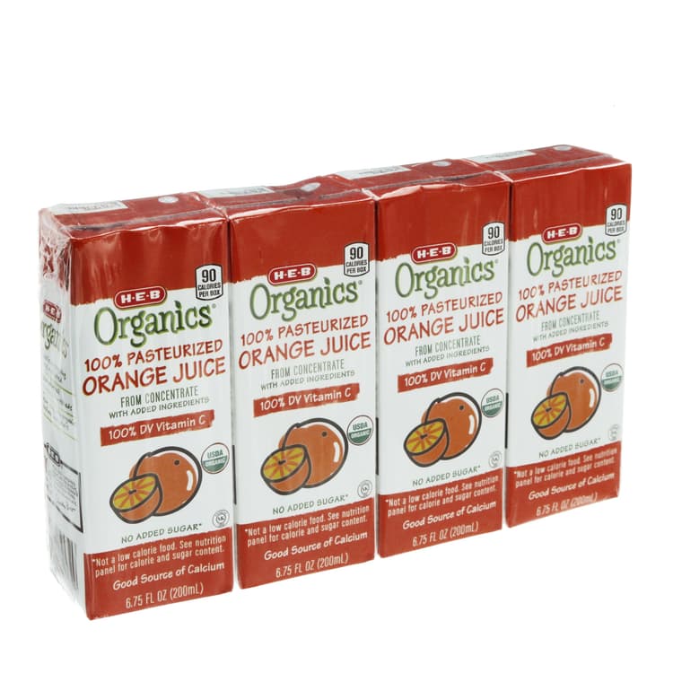 H-E-B Organics 100% Pasteurized Orange Juice Juice Boxes