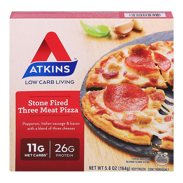 Atkins Stone Fired Three Meat Pizza