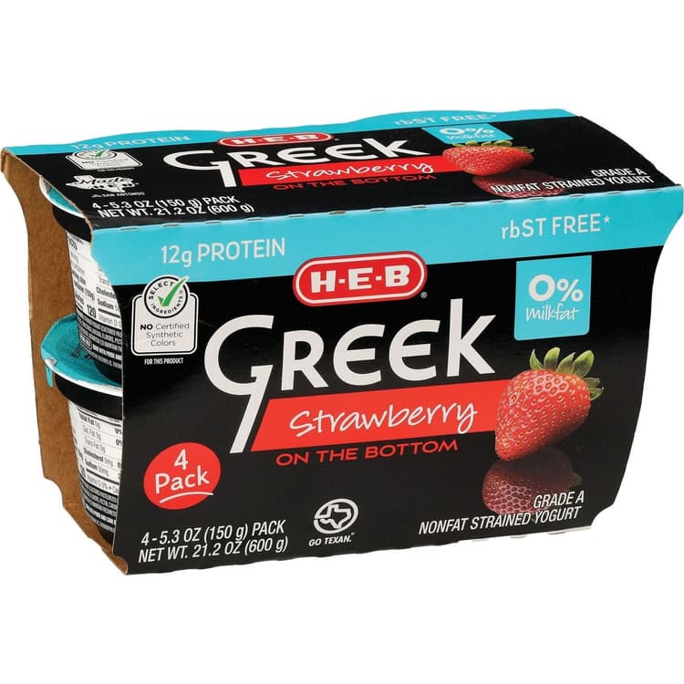 H-E-B Non-Fat Strawberry On The Bottom Greek Yogurt