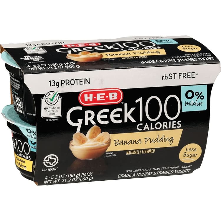 H-E-B Non-Fat 100 Calories Banana Pudding Greek Yogurt