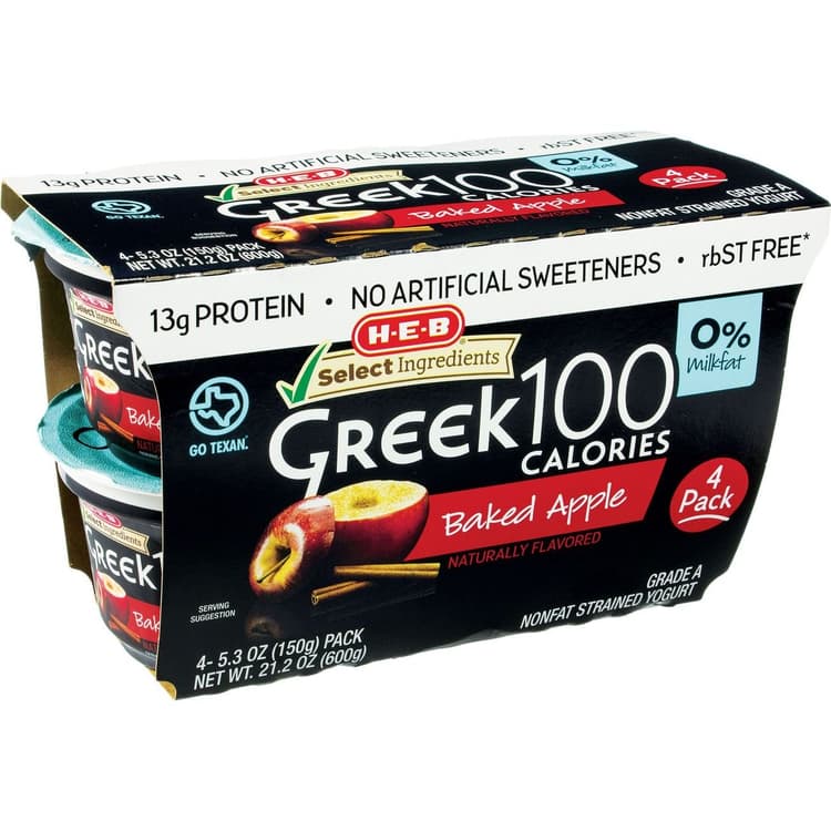 H-E-B Non-Fat 100 Calories Baked Apple Greek Yogurt