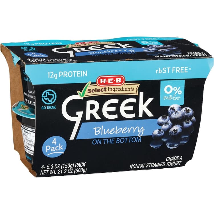 H-E-B Non-Fat Blueberry On The Bottom Greek Yogurt