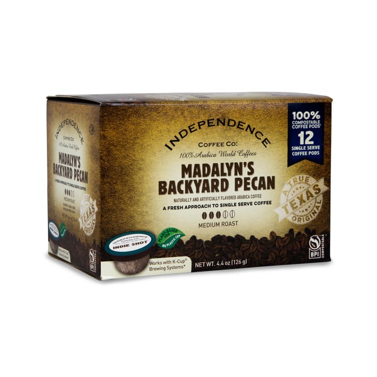 Independence Coffee Indie Shot Madalyn'S Backyard Pecan Single Serve Coffee