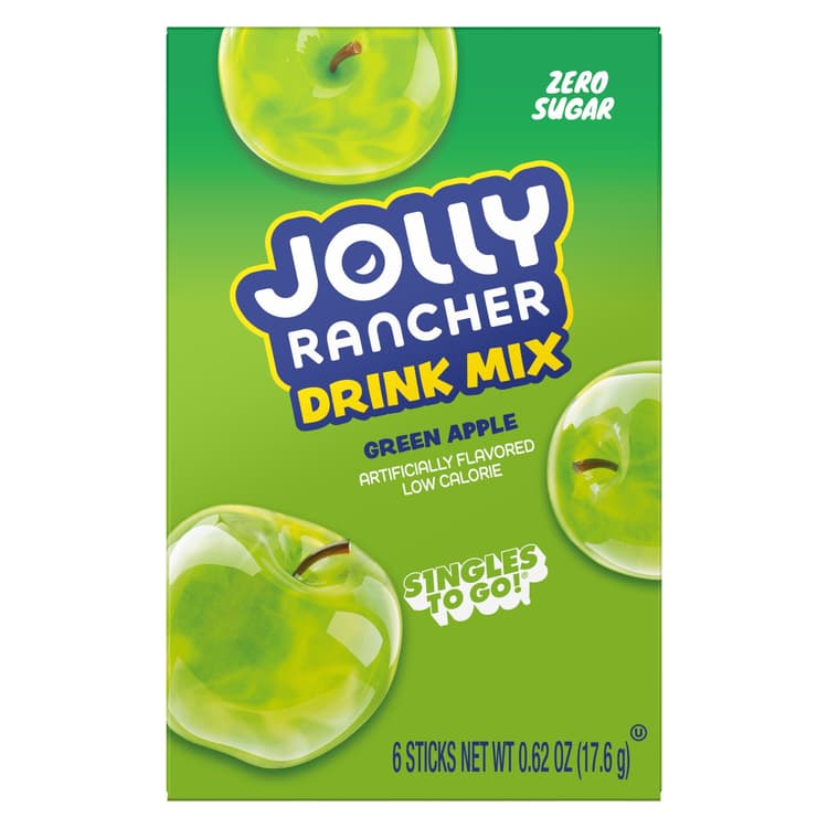 Jolly Rancher Drink Mix Singles To Go Sugar Free Green Apple