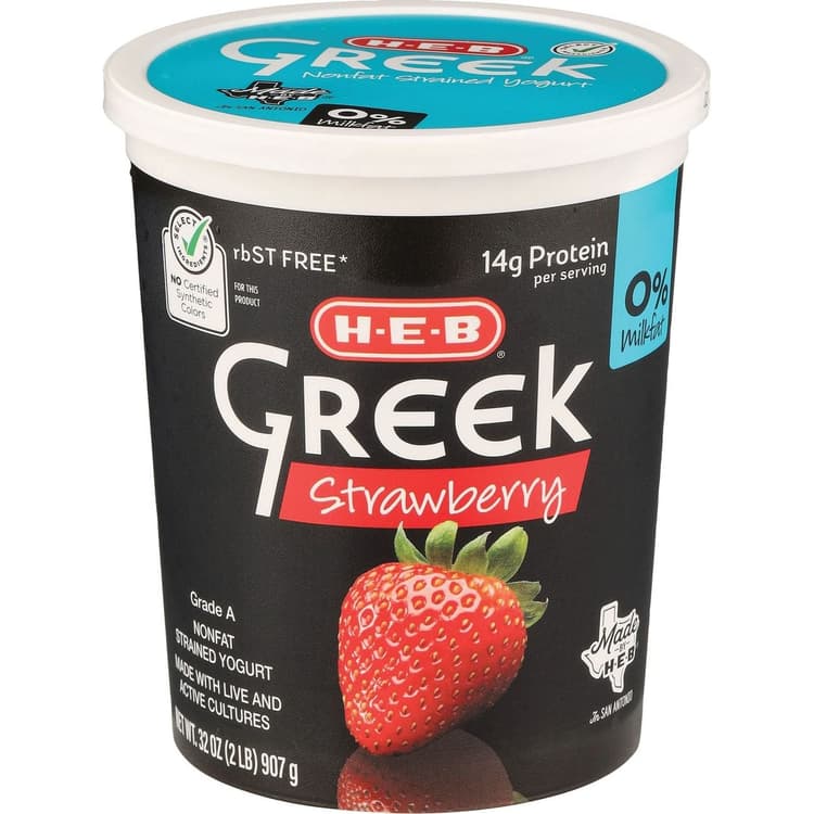 H-E-B Non-Fat Strawberry Greek Yogurt