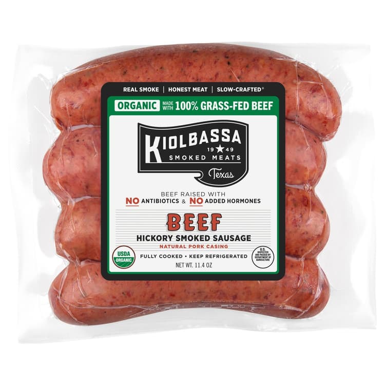 Kiolbassa Fully Cooked Organic Smoked Beef Sausage Links