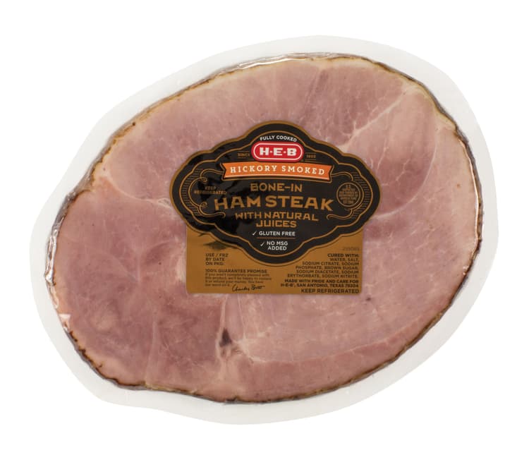 H-E-B Fully Cooked Bone-In Hickory Smoked Ham Steak