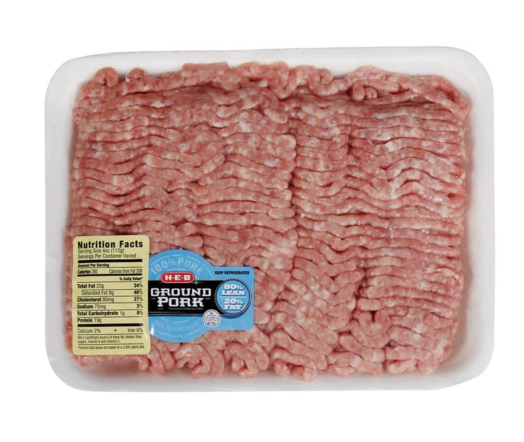 H-E-B Ground Pork, 80% Lean - Value