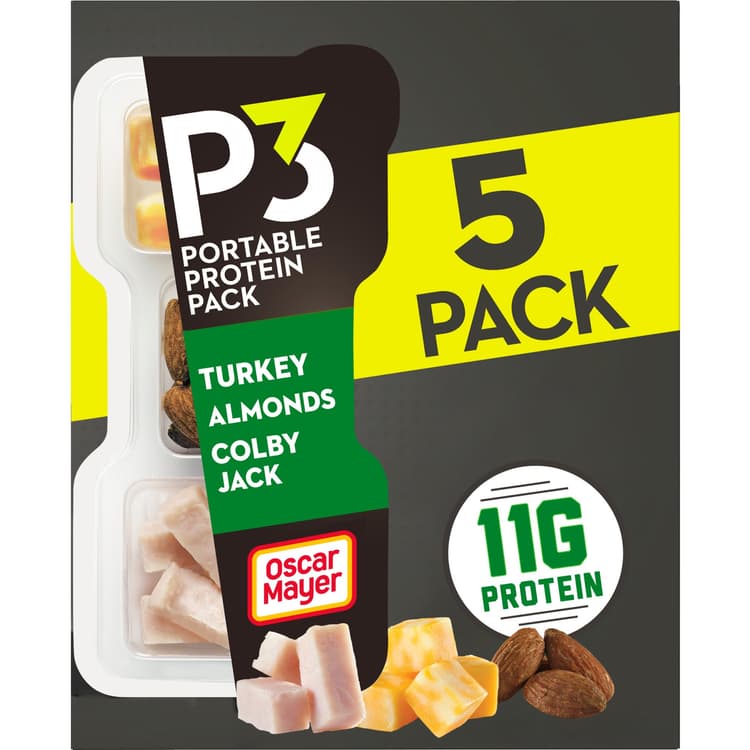 P3 Portable Protein Pack Snack Trays - Turkey, Almonds & Colby Jack