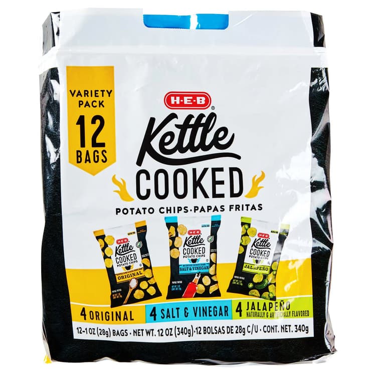 H-E-B Kettle Cooked Potato Chips Variety Pack Bags