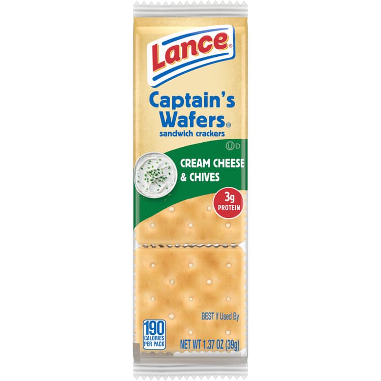 Lance Sandwich Crackers Captains Wafers Cream Cheese And Chives, Individual Snack Pack 6 Sandwiches