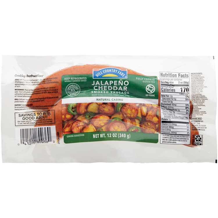 Hill Country Fare Smoked Sausage Links - Jalapeno Cheddar