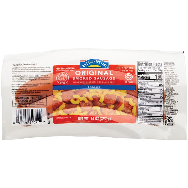 Hill Country Fare Skinless Smoked Sausage Links - Original