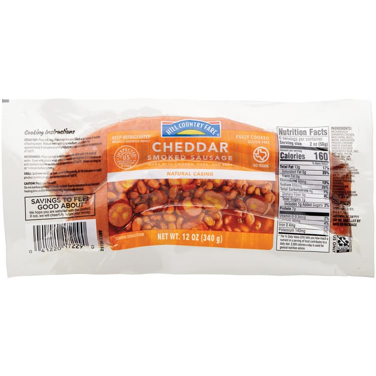 Hill Country Fare Smoked Sausage Links - Cheddar
