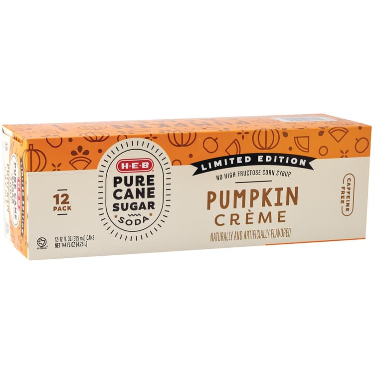 H-E-B Pumpkin Creme Soda Cans - Pure Cane Sugar