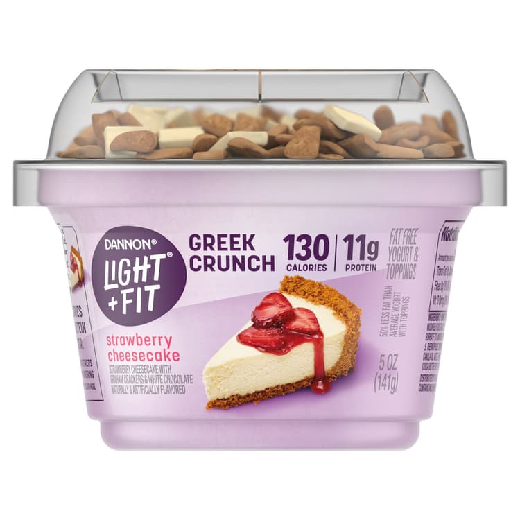 Light + Fit Greek Crunch Strawberry Cheesecake Nonfat Gluten Free Yogurt With Toppers